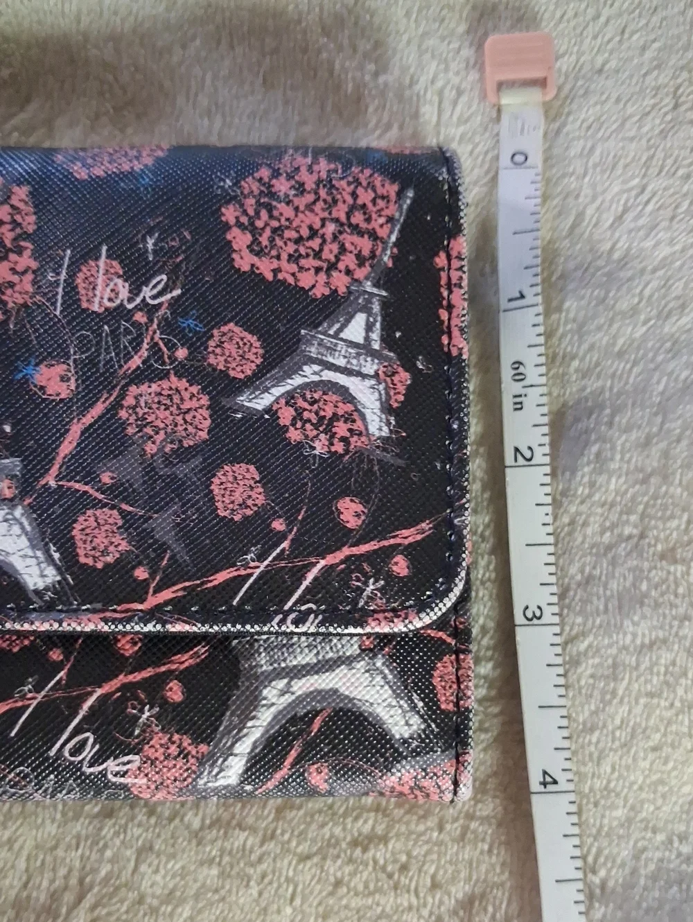 NEW!! Tahari Black and Pink Eiffel Tower Floral Wallet NO TAGS!